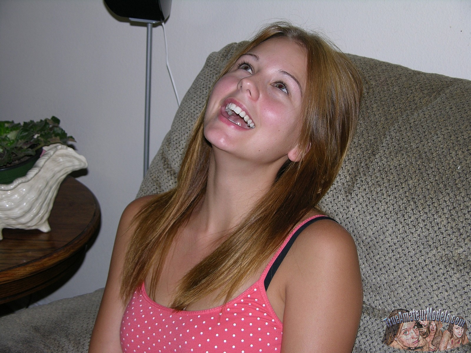Cute smiling teen amateur Staci strips and shows her hot ...