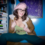 Youthful chubby lady Ariel D plays in eyewear and flashes her large natural breasts