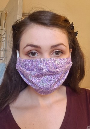 Super cute brunette with a hairy pussy wearing a face mask to stay safe
