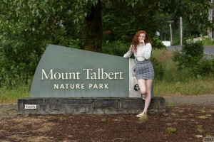 Pale skinned ginger hottie Corsen Gilroy shows her Irish assets flashing at the park
