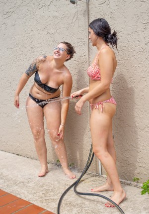 Thick fun loving girls Ivana Bell & Lacci Rutland having naughty fun in the shower