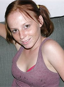 Tiny titted redhead teenager Alissa C strips bends over and spreads her butthole