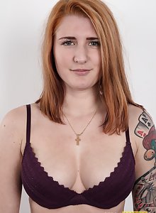 Redhead teen Nikola disrobes for her porn casting photos